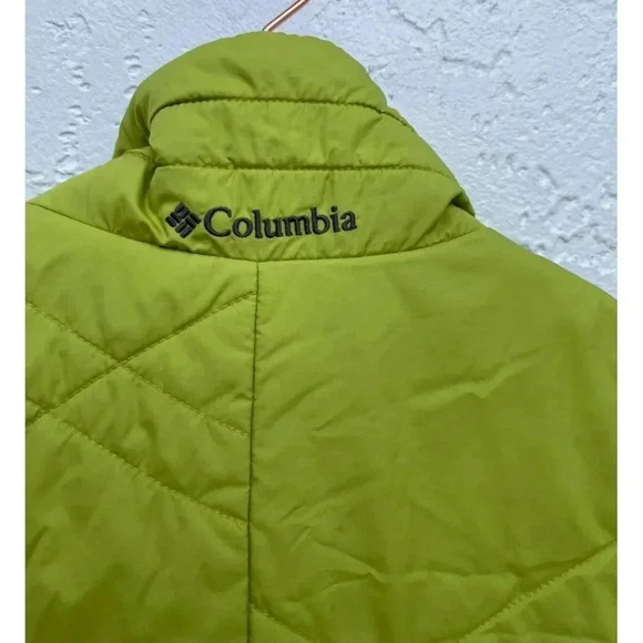 Columbia Womens Sleeveless Full Zip Up Quilted Collar Faux Fur Green Vest Sz S - Picture 3 of 7